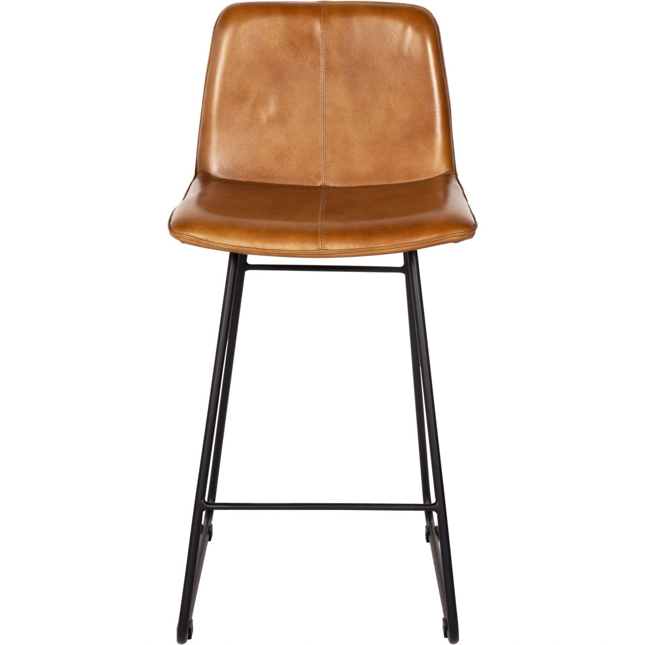 Set of 2 Robinson Leather Bar Stools in Cognac